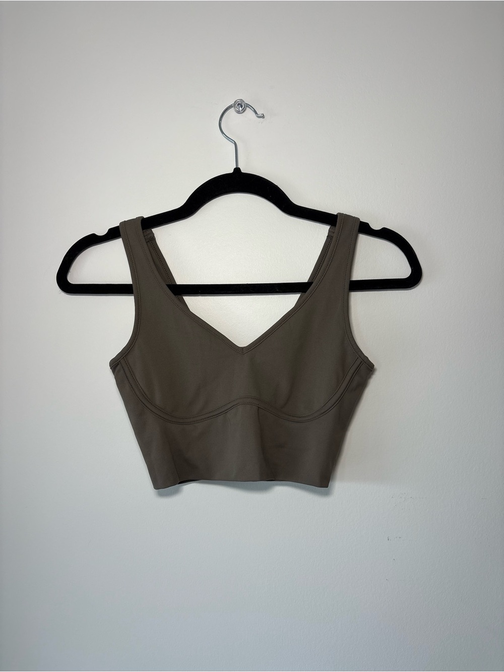 Yogalicious Olive Scoop V-Neck Support Crop Top